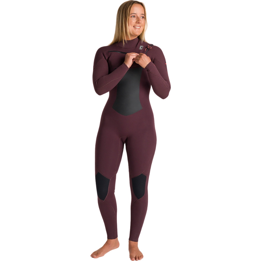 2026 C-Skins Frauen NuWave ReWired 4/3mm Brustreißverschluss Neoprenanzug C-NRW43WCZ - Rust / Rust X